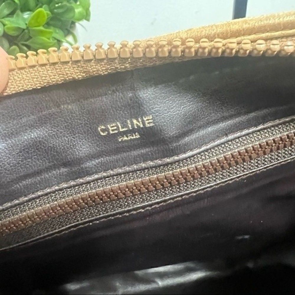 CELINE Vintage Macadam Brown Coated Canvas Clutch Pouch Cosmetic Bag - Picture 9 of 12